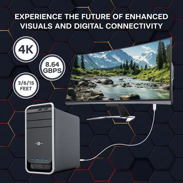 Alt view image 4 of 6 - SatelliteSale DisplayPort DP Cable Male to Male 4K/30Hz 8.64Gbps Universal Wire PVC White Cord 6 feet