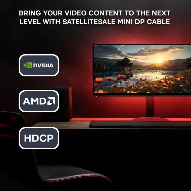 Alt view image 6 of 6 - SatelliteSale Mini DisplayPort to Mini DisplayPort DP Cable Male to Male 4K/30Hz 8.64Gbps Universal Wire PVC White Cord 6 feet