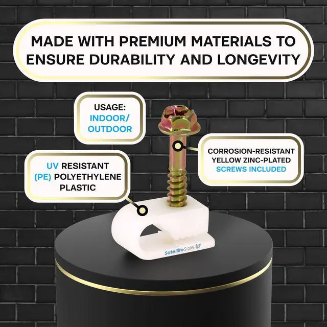 Alt view image 3 of 6 - SatelliteSale Single Screw White Clips for Ethernet Internet Telephone Cable TV Wire Cable Management 100 Pcs