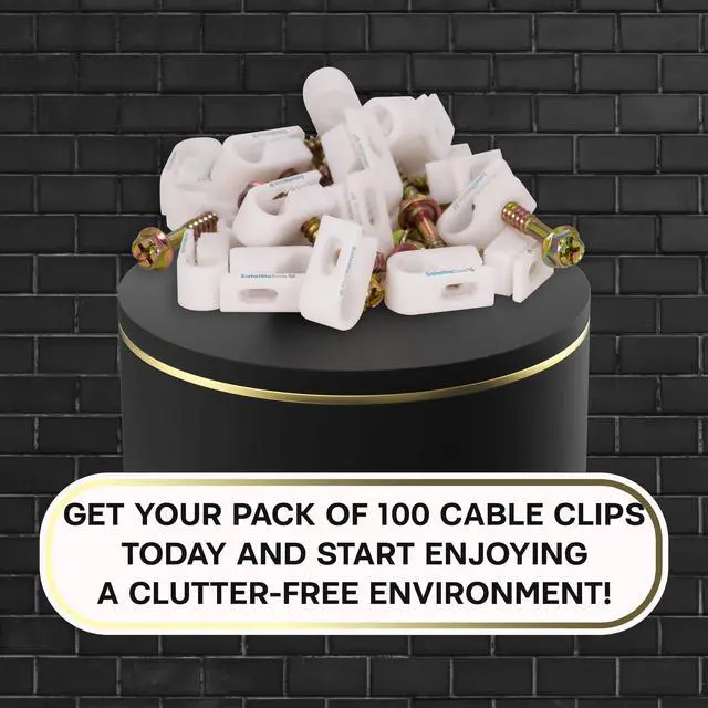 Alt view image 6 of 6 - SatelliteSale Single Screw White Clips for Ethernet Internet Telephone Cable TV Wire Cable Management 100 Pcs