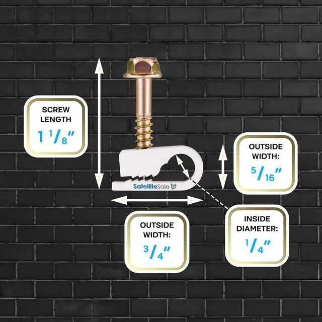 Alt view image 5 of 6 - SatelliteSale Single Screw White Clips for Ethernet Internet Telephone Cable TV Wire Cable Management 100 Pcs