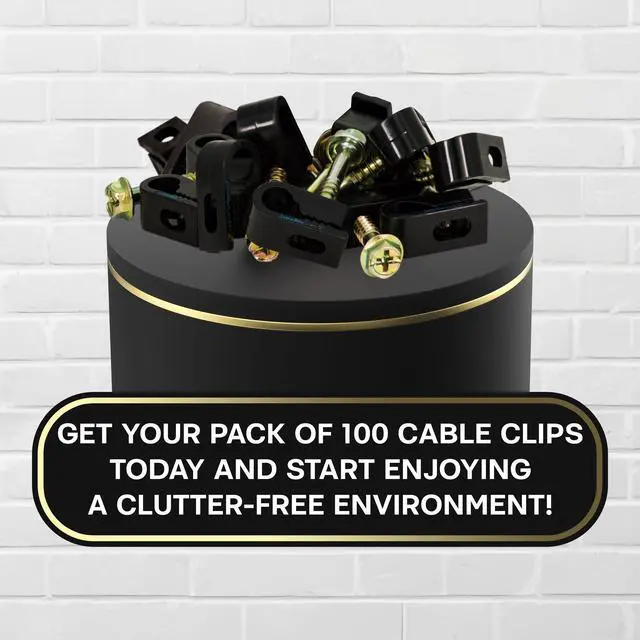 Alt view image 6 of 6 - SatelliteSale Single Screw Black Clips for Ethernet Internet Telephone Cable TV Wire Cable Management 100 Pcs
