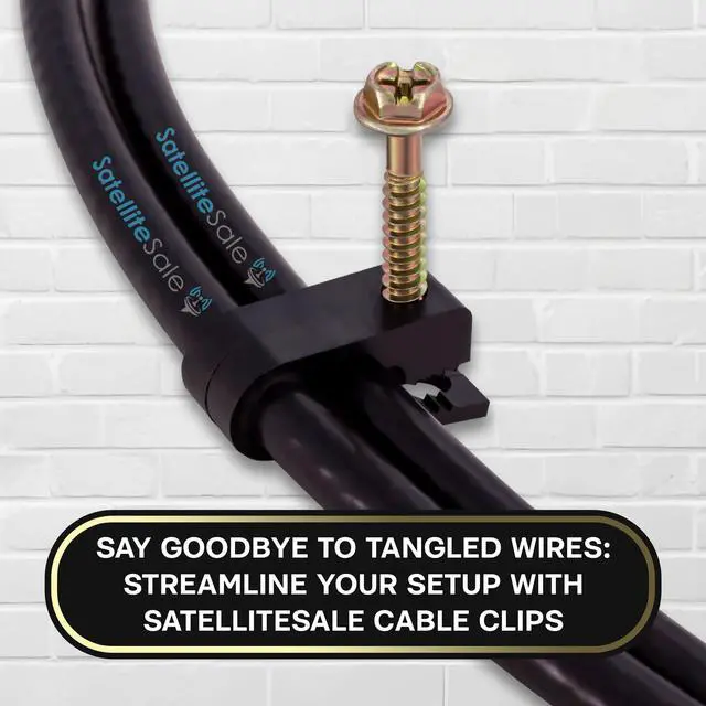 Alt view image 2 of 6 - SatelliteSale Dual Siamiese Screw Black Clips for Ethernet Internet Telephone Cable TV Wire Cable Management 100 Pcs