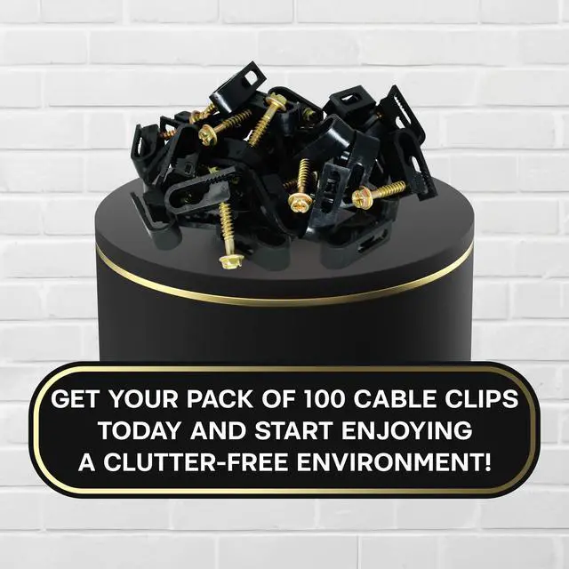 Alt view image 6 of 6 - SatelliteSale Dual Siamiese Screw Black Clips for Ethernet Internet Telephone Cable TV Wire Cable Management 100 Pcs