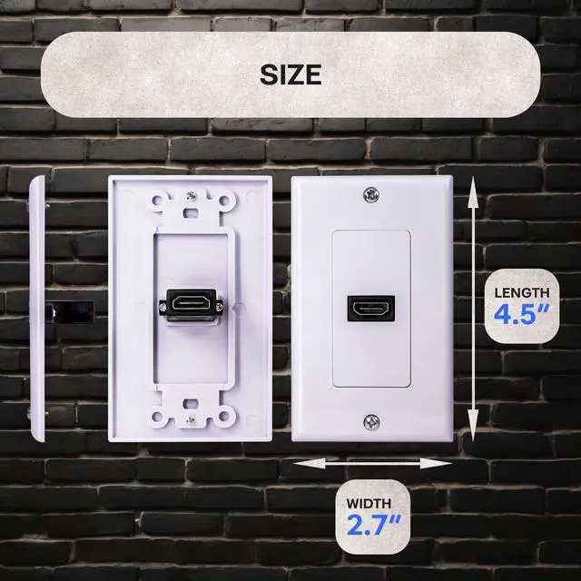 Alt view image 5 of 6 - SatelliteSale Universal HDMI 1.4 Single Wall Plate Female to Female 10.2Gbps 4K/30Hz White With Screws and Wall Bracket Included