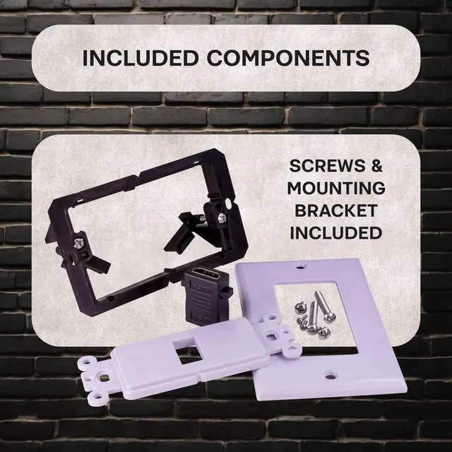 Alt view image 4 of 6 - SatelliteSale Universal HDMI 1.4 Single Wall Plate Female to Female 10.2Gbps 4K/30Hz White With Screws and Wall Bracket Included