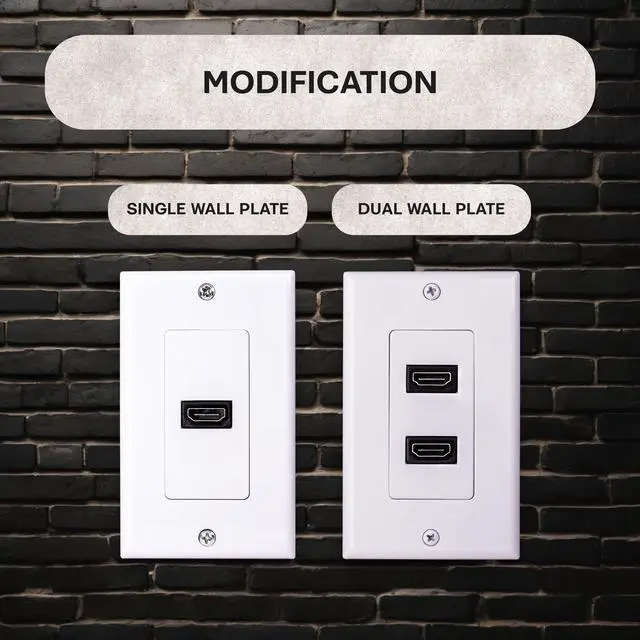 Alt view image 6 of 6 - SatelliteSale Universal HDMI 1.4 Dual Wall Plate Female to Female 10.2Gbps 4K/30Hz White With Screws And Wall Bracket Included
