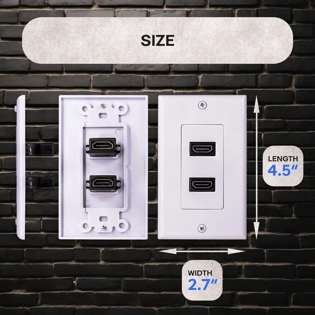 Alt view image 5 of 6 - SatelliteSale Universal HDMI 1.4 Dual Wall Plate Female to Female 10.2Gbps 4K/30Hz White With Screws And Wall Bracket Included