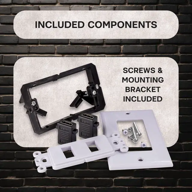 Alt view image 4 of 6 - SatelliteSale Universal HDMI 1.4 Dual Wall Plate Female to Female 10.2Gbps 4K/30Hz White With Screws And Wall Bracket Included