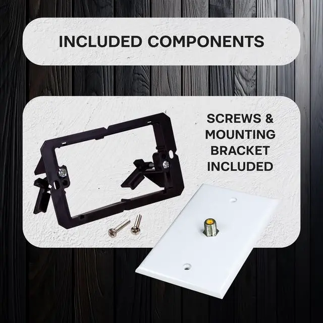 Alt view image 4 of 6 - SatelliteSale Coaxial Single Wall Plate Female to Female F-Type RG-6 2.4GHz Universal Connector White with Screws and a Wall Bracket Included