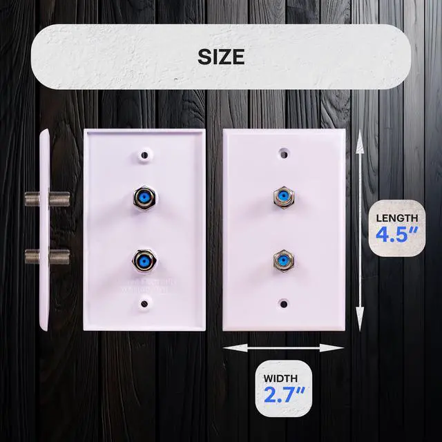 Alt view image 5 of 6 - SatelliteSale Coaxial Dual Wall Plate Female to Female F-Type RG-6 2.4GHz Universal Connectors White With Screws and a Wall Bracket Included