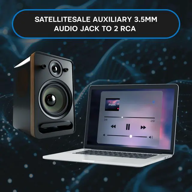 Alt view image 4 of 6 - SatelliteSale Auxiliary 3.5mm Audio Jack to 2 RCA Digital Stereo Composite Aux Cable Universal Wire PVC Black Cord 3 feet