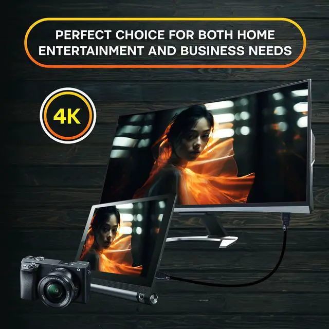 Alt view image 6 of 6 - SatelliteSale Digital 1.4 Micro HDMI to HDMI Cable Universal Wire 4K/30Hz 10.2Gbps PVC 2160p Black Cord 3 feet