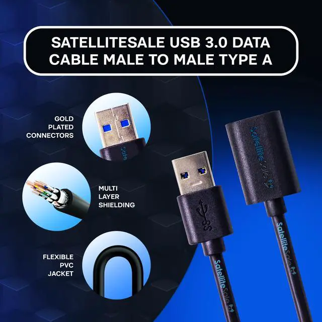 Alt view image 3 of 6 - SatelliteSale USB 3.0 Extension Cable A Male to A Female for Data Transfer (15 Feet)