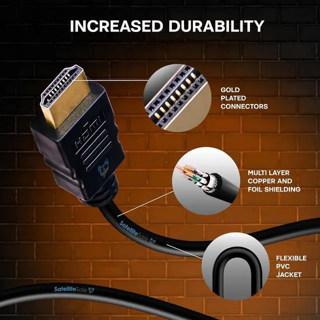 Alt view image 6 of 7 - SatelliteSale Digital High-Speed 2.0 HDMI Cable 4K/60Hz 18Gbps PVC 2160p Black Cord Universal Wire 3 Feet