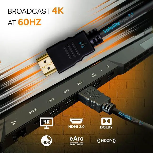 Alt view image 3 of 7 - SatelliteSale Digital High-Speed 2.0 HDMI Cable 4K/60Hz 18Gbps PVC 2160p Black Cord Universal Wire 3 Feet