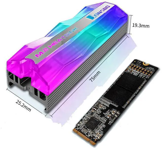 Alt view image 5 of 7 - Cooling Warship NGFF M.2 SSD Aluminum Heat Sink M.2 Hard Drive Radiator RGb Color Changing Streamer Light Effect Cooling Heatsink