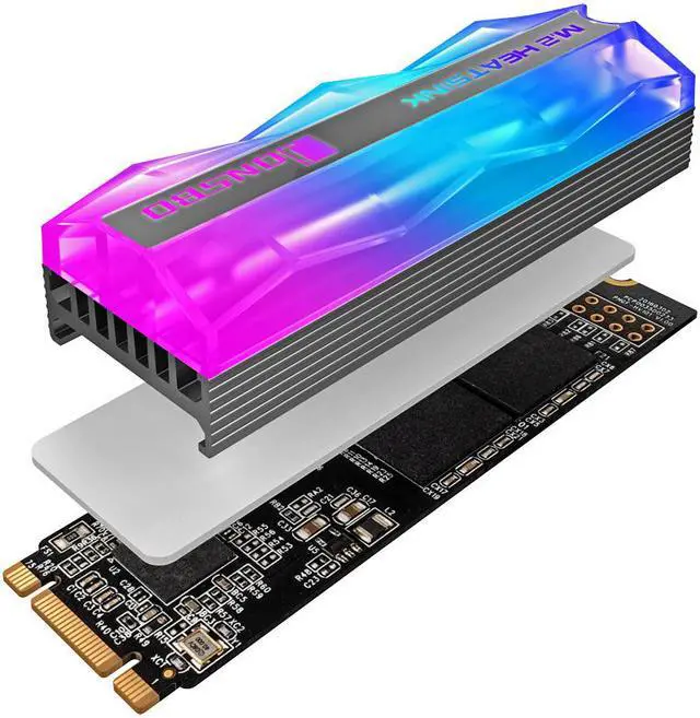 Alt view image 4 of 7 - Cooling Warship NGFF M.2 SSD Aluminum Heat Sink M.2 Hard Drive Radiator RGb Color Changing Streamer Light Effect Cooling Heatsink