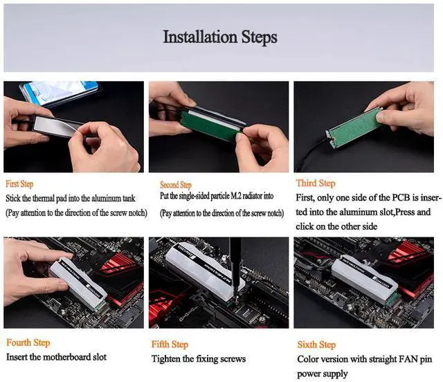 Alt view image 7 of 7 - Cooling Warship NGFF M.2 SSD Aluminum Heat Sink M.2 Hard Drive Radiator RGb Color Changing Streamer Light Effect Cooling Heatsink