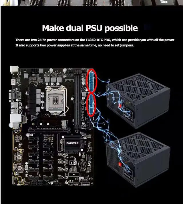 Alt view image 5 of 7 - Biostar TB360-BTC PRO 12 GPU Crypto Mining Motherboard ATX 32G 12 X Pci-E 3.0 Usb 3.1 Intel Btc Mine Board