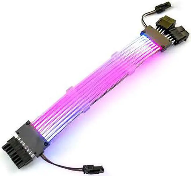 Alt view image 3 of 7 - Addressable RGB Graphics Card Extension Cable Kit Sleeved Cable Extension PC Kit 18AWG ATX Power Supply PSU Cable with Combs 24CM-2x8(6+2Pin)Pin VGA Extension Cables