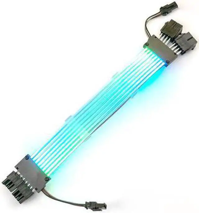 Alt view image 2 of 7 - Addressable RGB Graphics Card Extension Cable Kit Sleeved Cable Extension PC Kit 18AWG ATX Power Supply PSU Cable with Combs 24CM-2x8(6+2Pin)Pin VGA Extension Cables