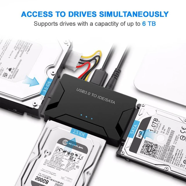 Alt view image 4 of 7 - USB 3.0 to SATA/IDE Adapter with Universal 2.5"/3.5" Hard Drive Disk Converter IDE to USB Adapter 5V/2A Power Supply and USB 3.0 Cable for HDD/SSD & IDE HDD