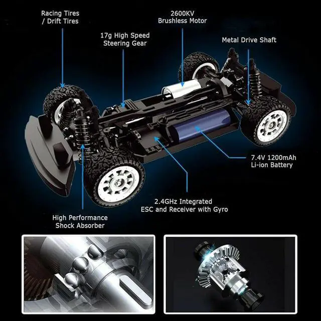 Alt view image 6 of 7 - 1:16 4WD RC Racing Car 2.4G Remote Control Drift Car 30KM/H High Speed Car Truck