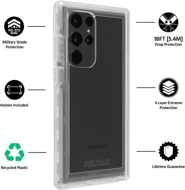 Alt view image 4 of 6 - Pelican Samsung Galaxy S22 Ultra Voyager Case - Clear