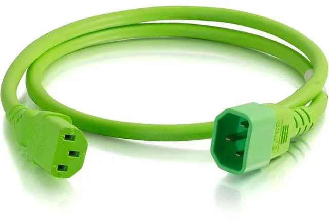 Alt view image 4 of 7 - C2G 17555 14 AWG Power Cord - C14 to C13, Green (6 Feet, 1.82 Meters)