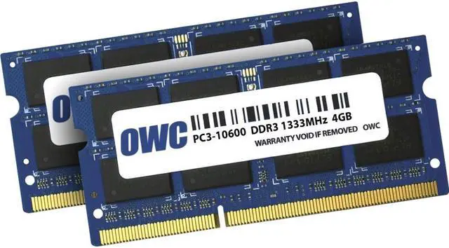 Alt view image 2 of 14 - OWC 8.0GB (2x 4GB) P1333MHz 204-Pin DDR3 SO-DIMM (PC3-10600) CL9 Memory Upgrade Kit