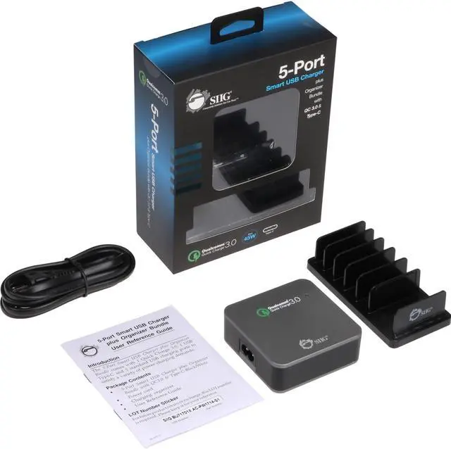 Alt view image 4 of 11 - SIIG AC-PW1714-S1 5Port Smart USB Charger Blk