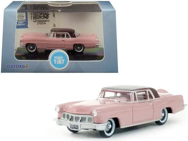 Alt view image 4 of 4 - 1956 Lincoln Continental Mark II Pink with Dubonnet Red Top 1/87 (HO) Scale Diecast Model Car by Oxford Diecast