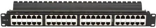 Main image of Black Box SpaceGAIN CAT5e High-Density Feed-Through Patch Panel Shielded 48-Port 1U