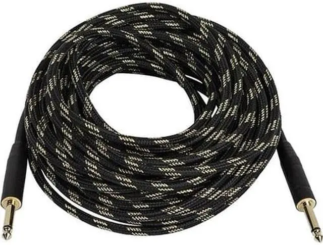 Alt view image 4 of 8 - Monoprice Braided Cloth 1/4 Inch (TS) Male 20AWG Instrument Cable Cord - 50 Feet- Black (Gold Plated)