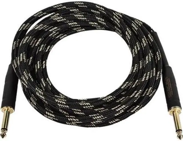 Alt view image 4 of 8 - Monoprice Braided Cloth 1/4 Inch (TS) Male 20AWG Instrument Cable Cord - 15 Feet- Black (Gold Plated)