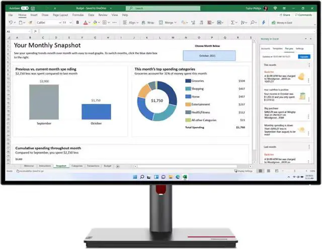 Main image of Lenovo Thinkvision P27H-30 27" Monitor 1HDMI 0VGA 7USB 350Nit 60 Hz IPS 4 ms- (Manufacturer Recertified)