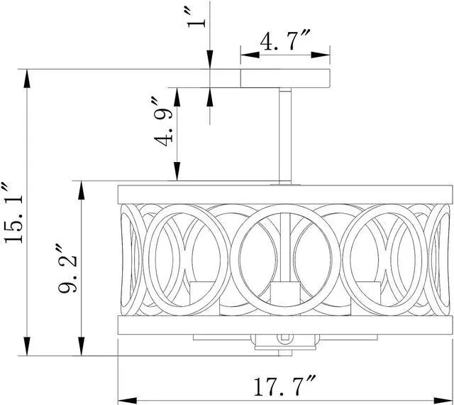 Alt view image 3 of 3 - Warehouse of Tiffany CM135/3 Shacer Matte Black/Imitation Wood Grain 3-Light Chandelier, Brown
