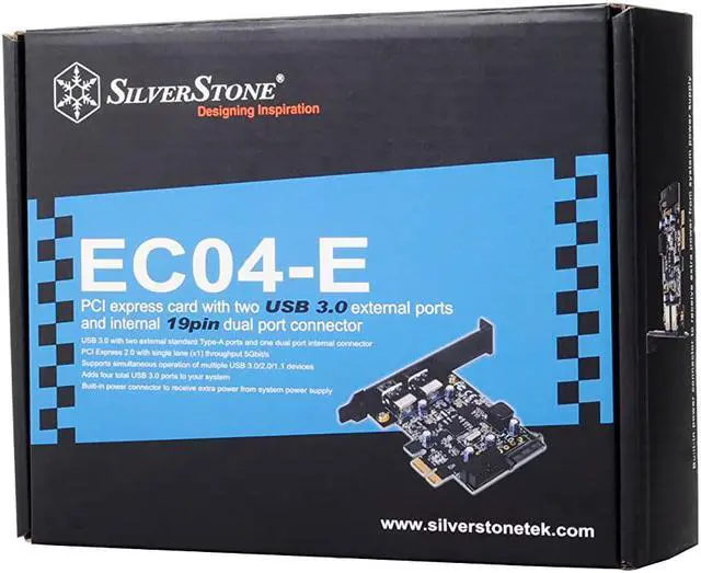 Alt view image 5 of 7 - Silverstone Tek PCI Express Card with Two USB 3.0 External Ports and Internal 19-Pin Dual Port Connector (EC04-E)