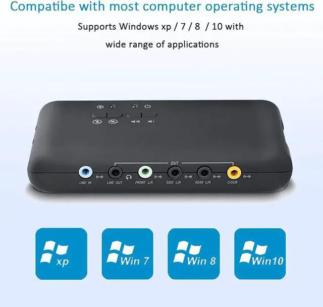 Alt view image 4 of 6 - A ADWITS 7.1 Channel External USB Sound Card with SPDIF Digital Audio for Desktop Laptop PC, Support DAC Output ADC Input Dual Mic, 48 KHz Sampling Rate, SCMS Compliant