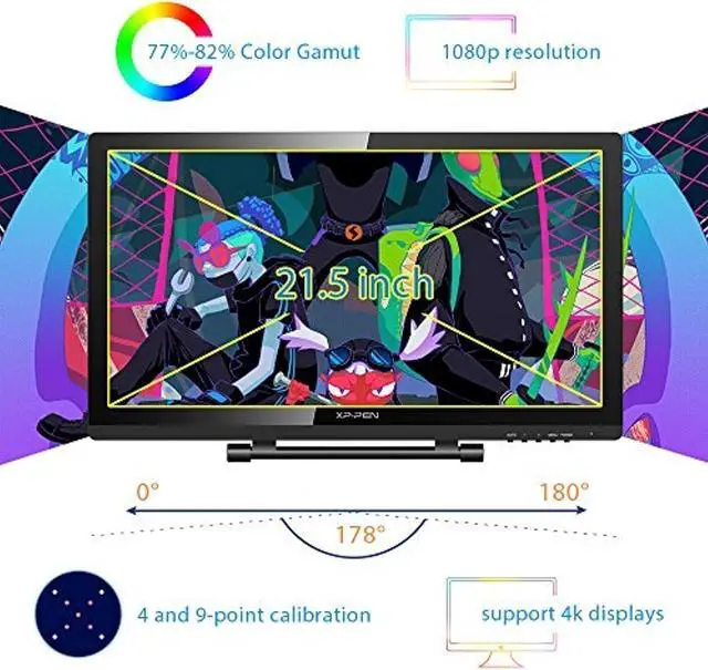 Alt view image 2 of 5 - XP-PEN Artist22 Pro Drawing Pen Display 21.5 Inch Graphics Monitor 1920x1080 FHD Digital Drawing Monitor with Adjustable Stand and PN02S Stylus (8192 Pressure Sensitivity)