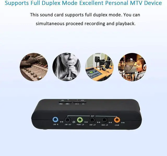 Alt view image 3 of 6 - A ADWITS 7.1 Channel External USB Sound Card with SPDIF Digital Audio for Desktop Laptop PC, Support DAC Output ADC Input Dual Mic, 48 KHz Sampling Rate, SCMS Compliant