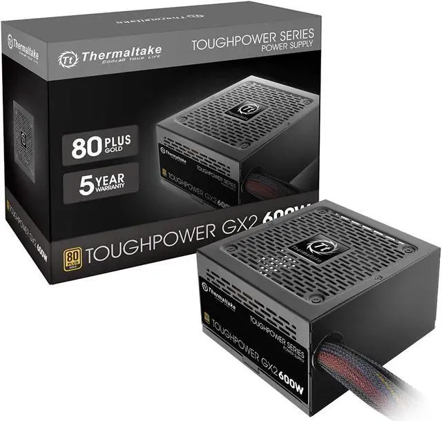 Main image of Thermaltake Toughpower GX2 80+ Gold 600W SLI/Crossfire Ready Continuous Power ATX 12V V2.4/EPS V2.92 Non Modular Power Supply 5 Year PS-TPD-0600NNFAGU-2