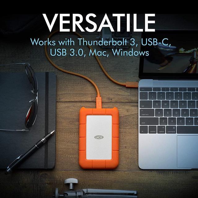 Alt view image 4 of 7 - LaCie Rugged USB-C 4TB External Hard Drive Portable HDD – USB 3.0, Drop Shock Dust Rain Resistant Shuttle Drive, for Mac and PC Computer Desktop Workstation Laptop, 1 Month Adobe CC (STFR4000800)
