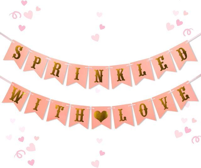 Sprinkled with Love Banner - Glitter Pink Baby Sprinkle