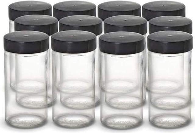 Kamenstein 12 Sets of 3-ounce Empty Glass/Black Lid Jars 