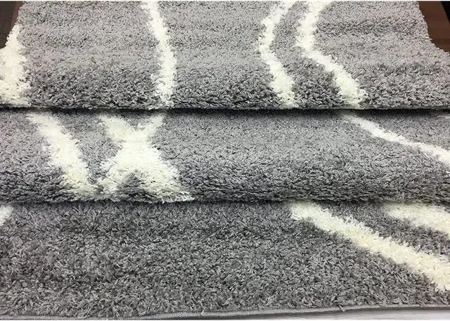 Alt view image 4 of 6 - Cozy Contemporary Stripe L.Grey-White 53" x 73" Indoor Shag Area Rug
