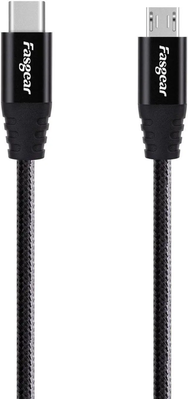 Alt view image 4 of 6 - USB C to Micro USB Cable 6ft Nylon Braided Type C to Micro USB Cord Compatible with Galaxy S6/S7, HTC One/10 and More (Black, 6ft)