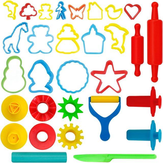 Kiddy Dough Air Dry Clay & Dough Tool Kit for Kids - Party Pack w/Animal Shapes - Includes 24 Colorful Cutters, Molds, Rollers & Play Accessories