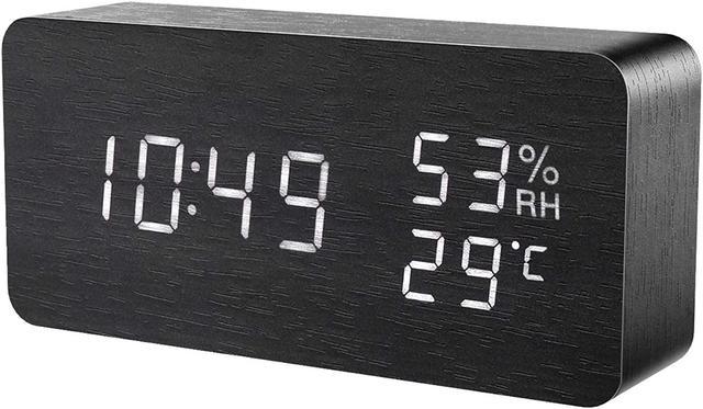 Electronic Digital LCD Desk Clock Temperature Humidity Monitor